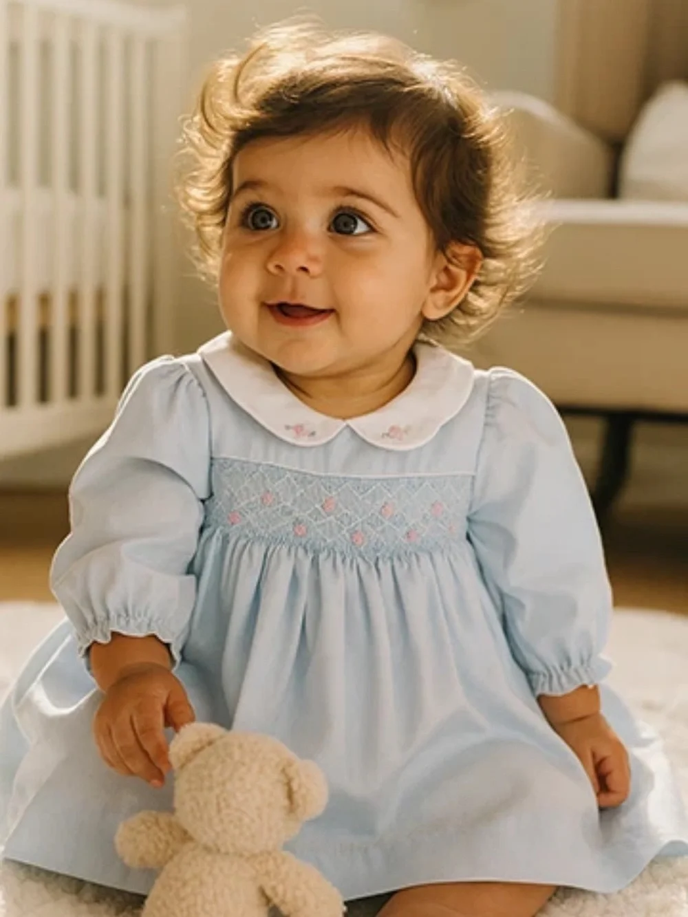 NWT Petit Ami Blue Smocked Bishop Baby 2pc Dress 24 Months 24M Girls Heirloom